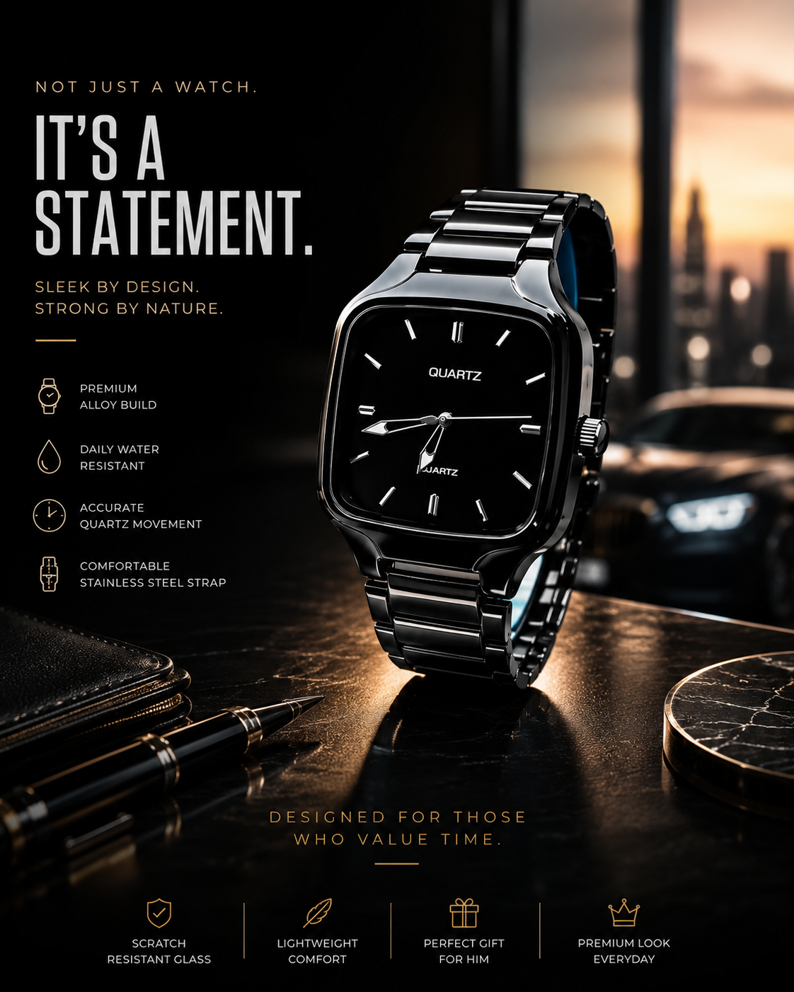 Stylish Black Analog Watch