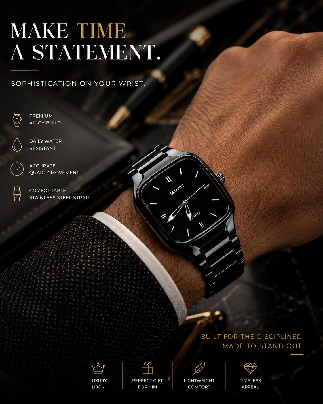 Stylish Black Analog Watch
