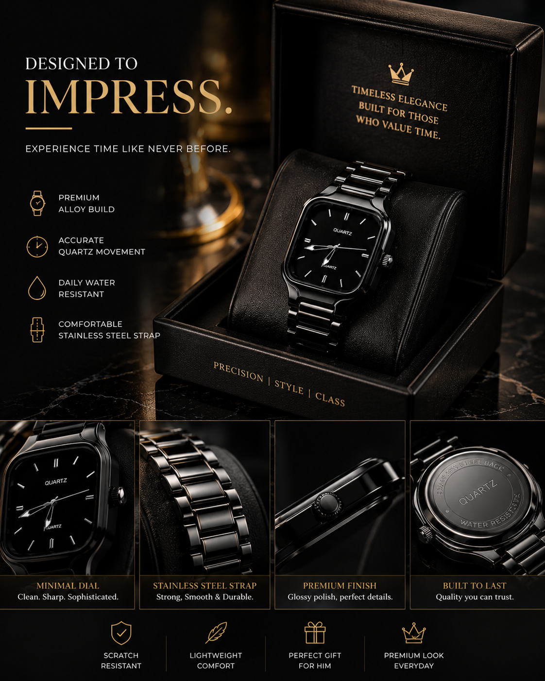 Stylish Black Analog Watch